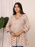 Sanganeri Ivory & Mustard Floral Cotton Top