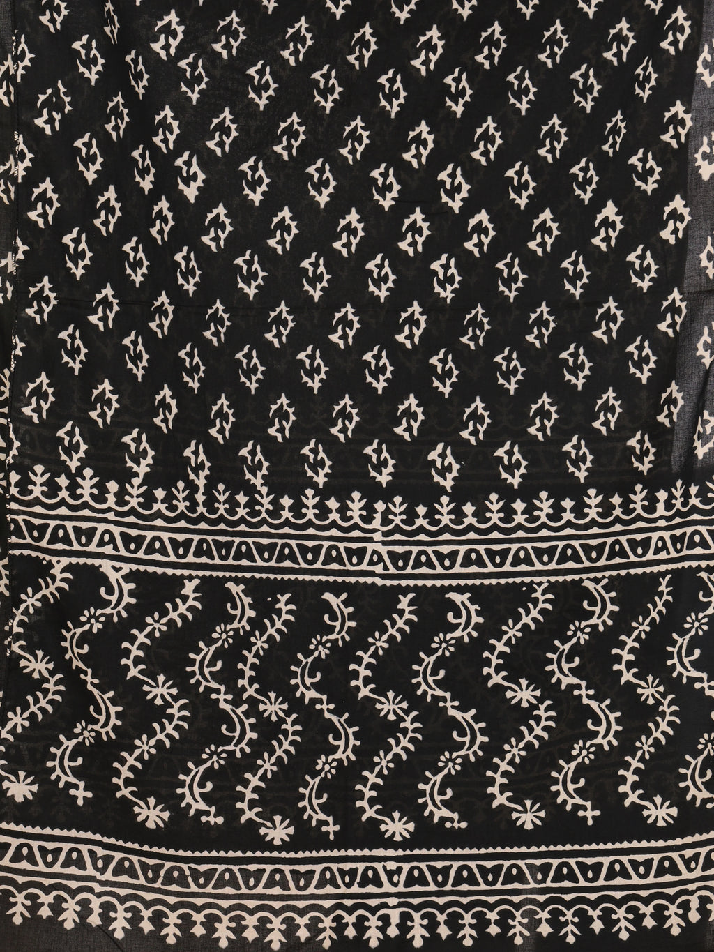 Black & White Handblock Discharge Print Pure Cotton Stole