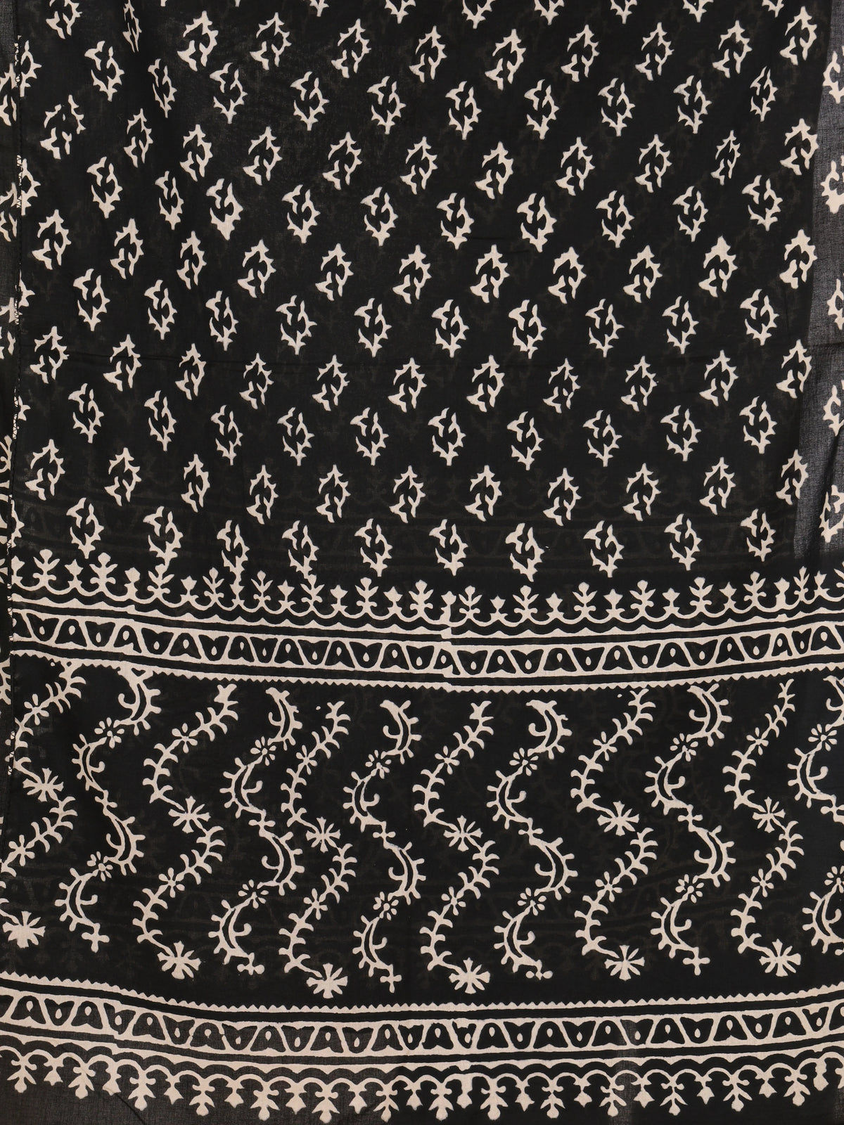 Black & White Handblock Discharge Print Pure Cotton Stole