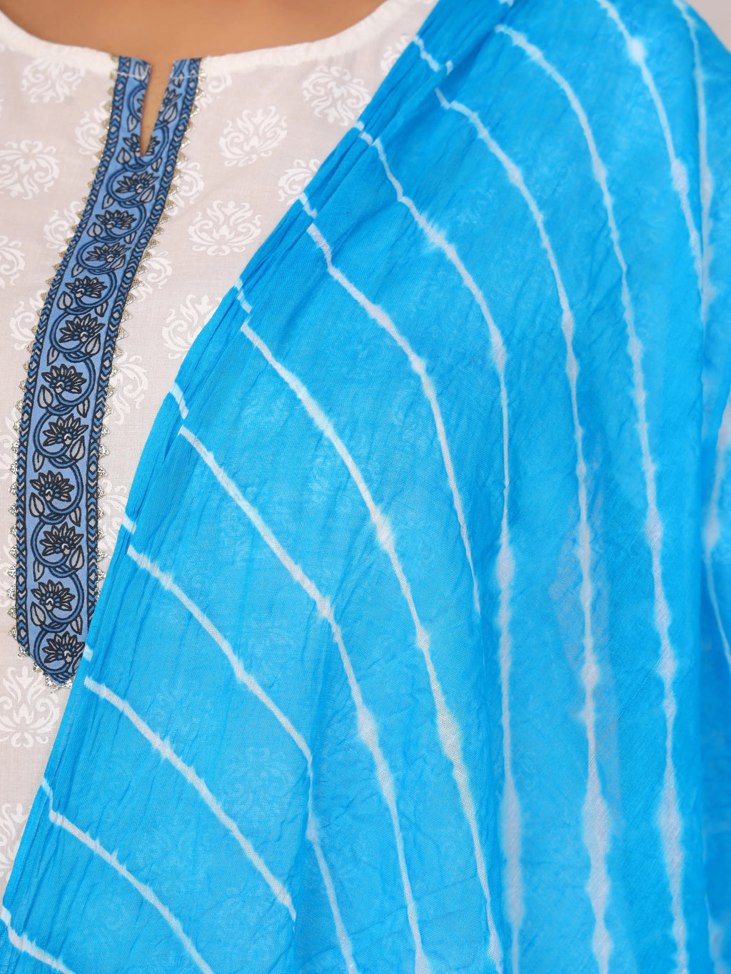 Sky Blue Nazmin Chiffon Hand Tied Leheriya Dupatta (2.5 Meter)