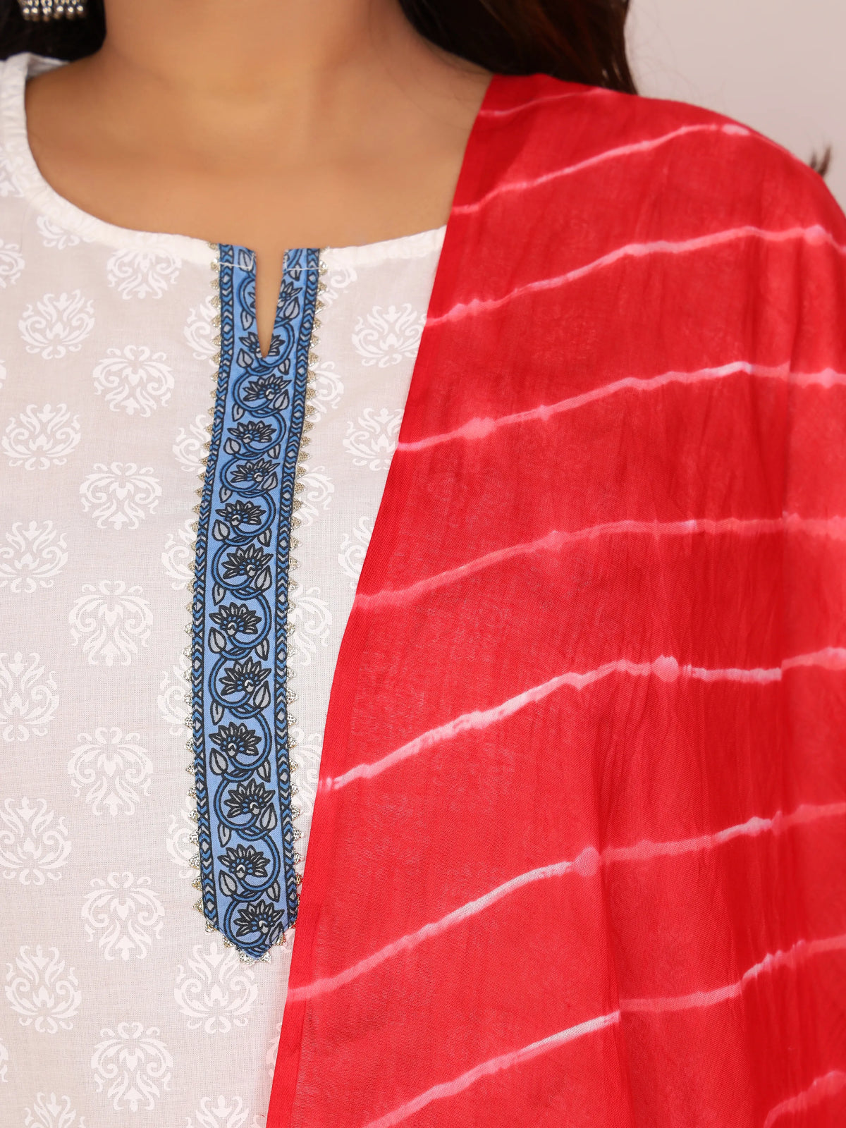 Red Pure Cotton Hand Tied Lehriya Dupatta (2.5 Meter)