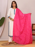 Dark Pink Pure Cotton Hand Tied Lehriya Dupatta (2.5 Meter)