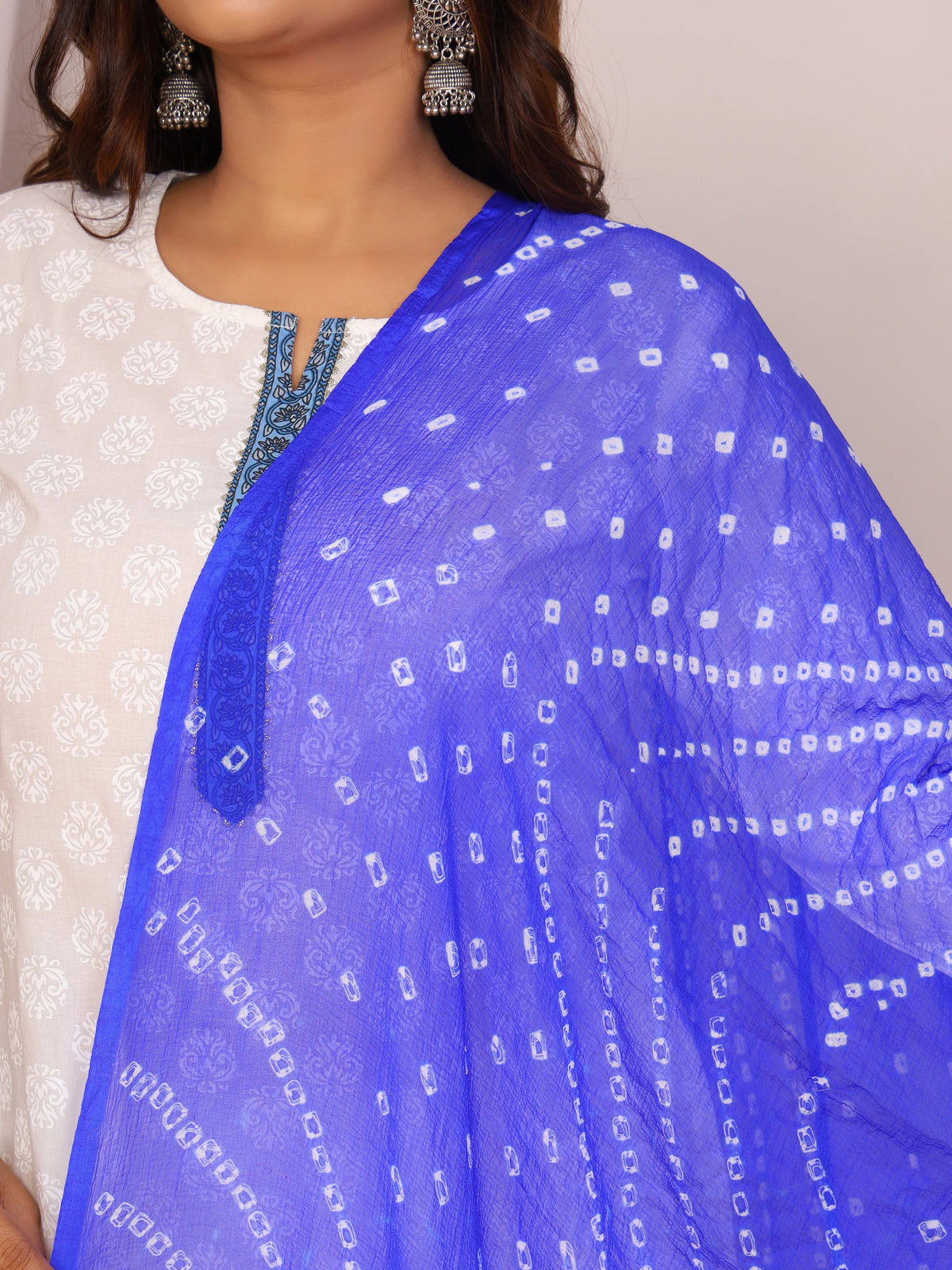 Royal Blue Nazmin Chiffon Hand Tied Bhandej Dupatta (2.5 Meter)