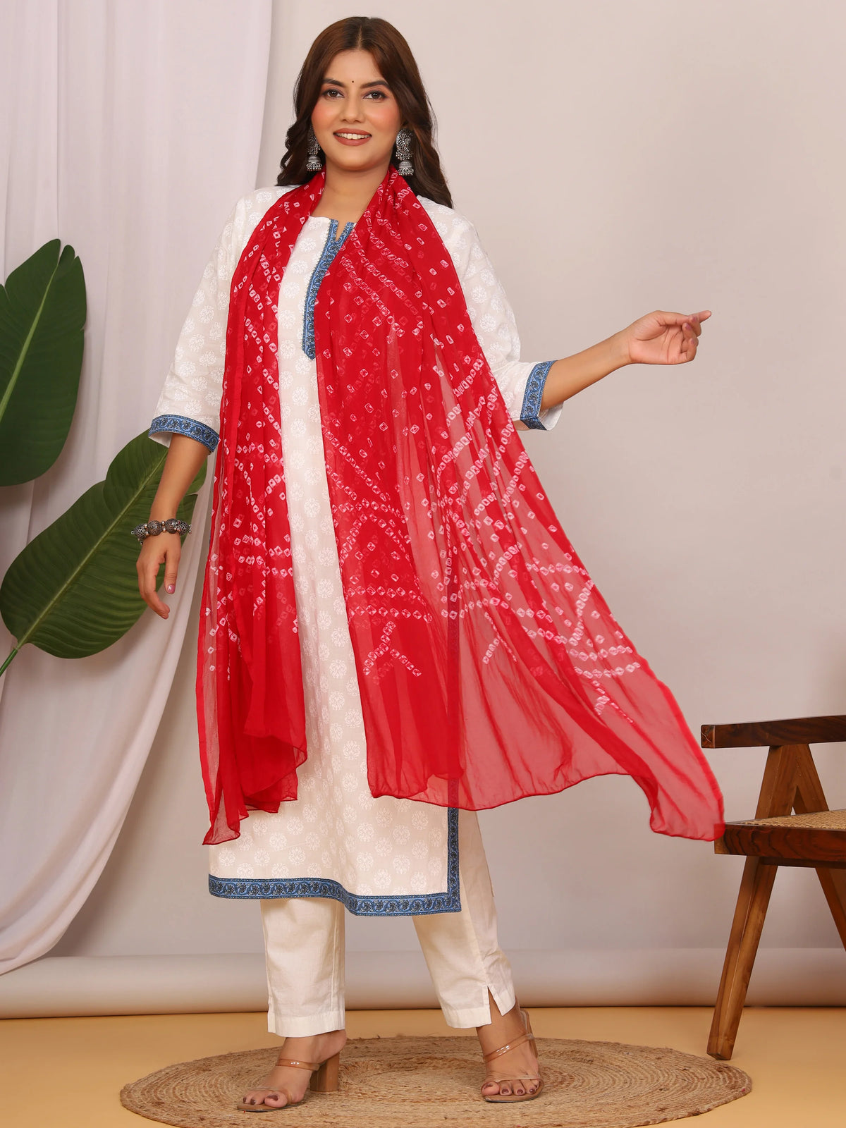 Mehroon Nazmin Chiffon Hand Tied Bhandej Dupatta (2.5 Meter)