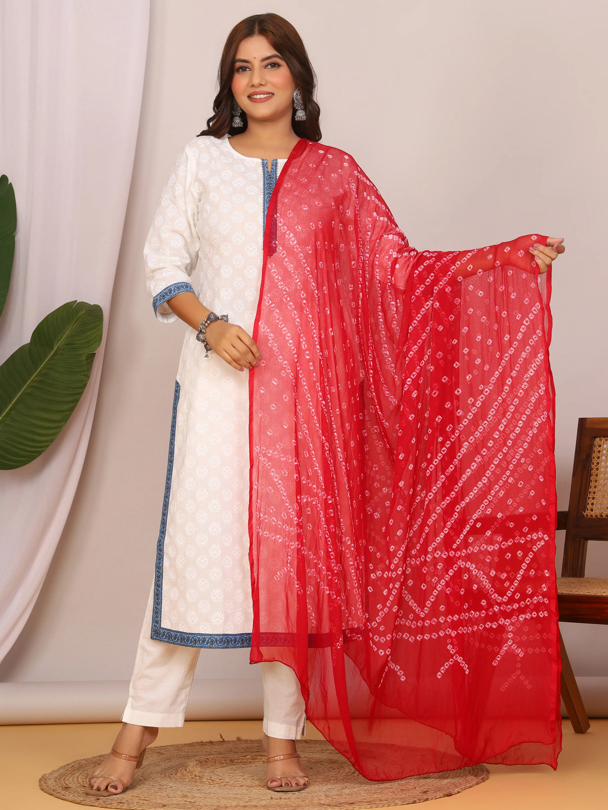 Mehroon Nazmin Chiffon Hand Tied Bhandej Dupatta (2.5 Meter)