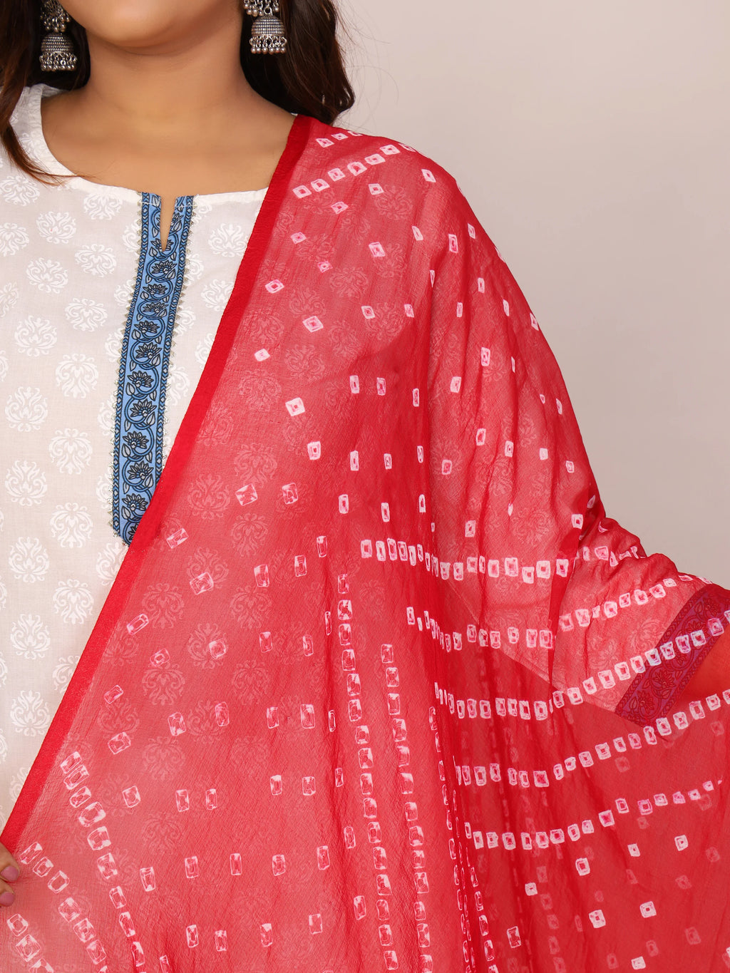 Mehroon Nazmin Chiffon Hand Tied Bhandej Dupatta (2.5 Meter)