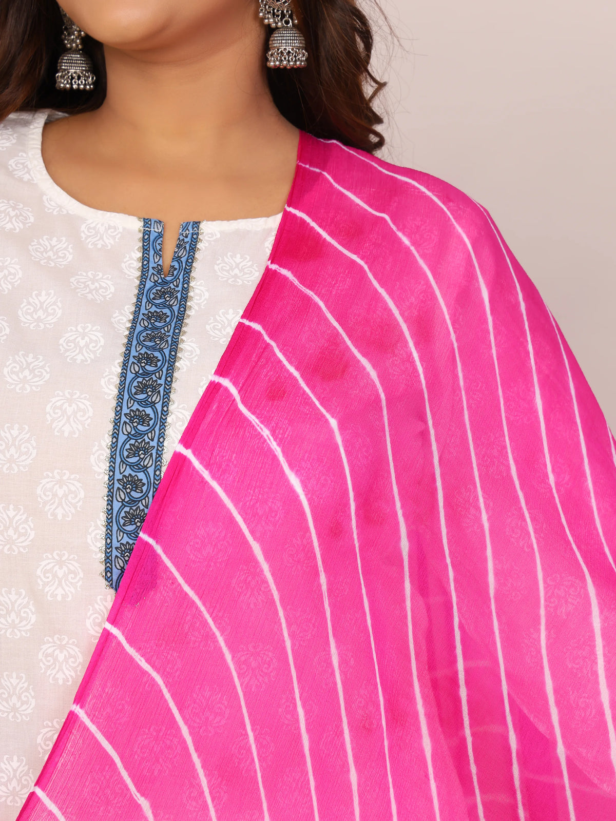 Pink Nazmin Chiffon Hand Tied Leheriya Dupatta (2.5 Meter)