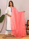 Peach Nazmin Chiffon Hand Tied Bhandej Dupatta (2.5 Meter)