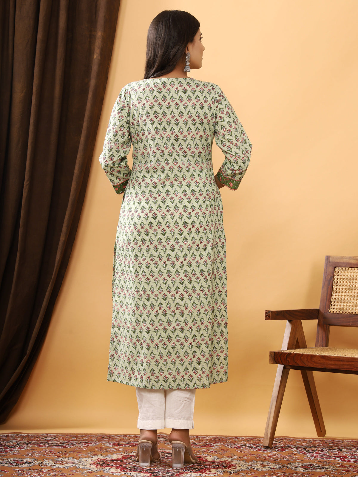 Sanganeri Buti Print Pale Cotton Kurti