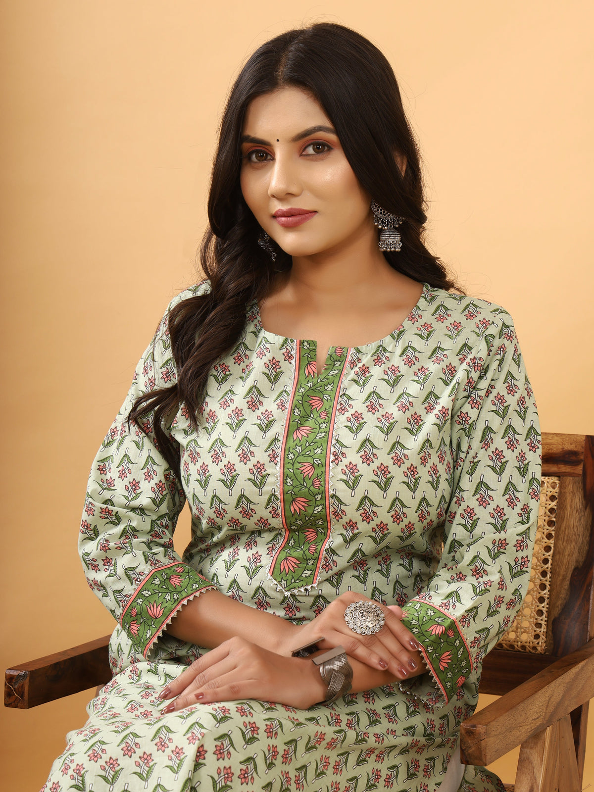 Sanganeri Buti Print Pale Cotton Kurti