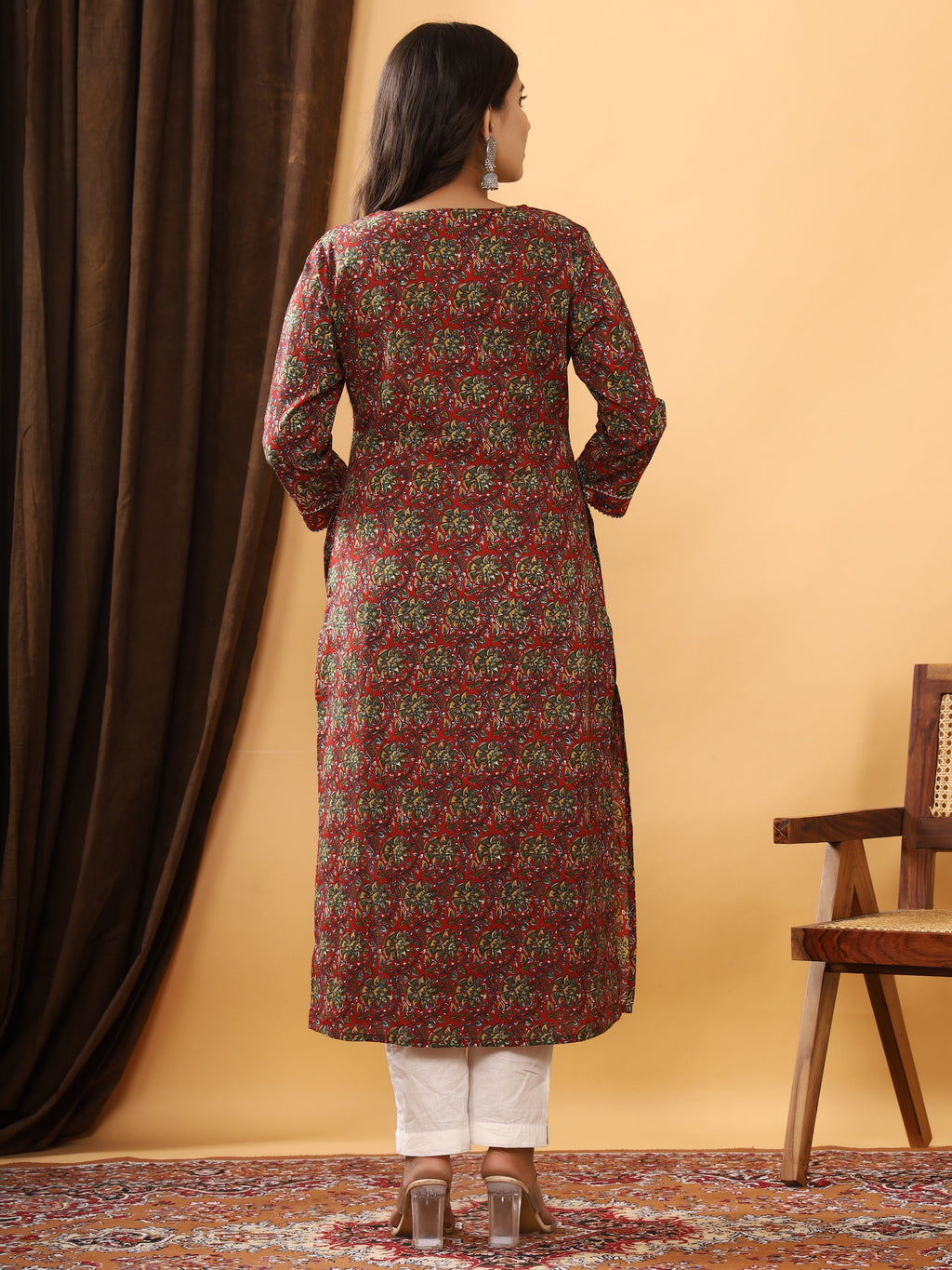 Sanganeri Azrakh Print Mehroon Cotton Kurti