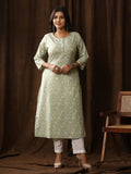 Sanganeri Floral Print Pale Cotton Kurti