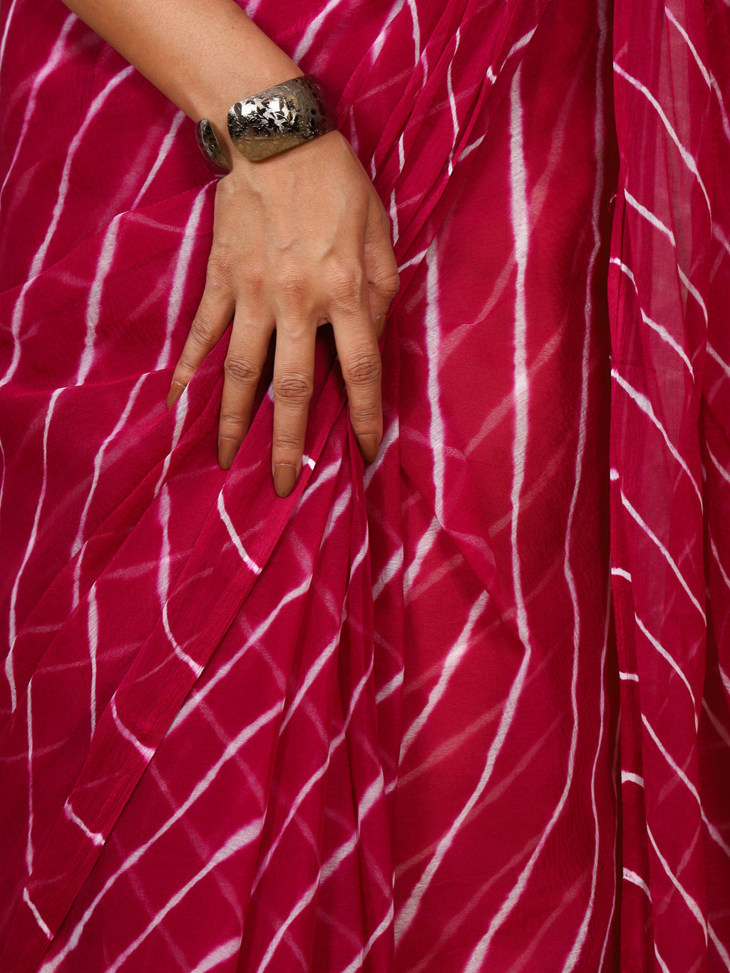 Wine Nazmin Chiffon Saree with Hand Tied Leheriya