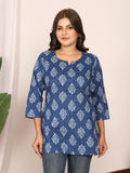 Sanganeri Print Indigo & White Ethnic Motif Top