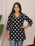 Sanganeri Black & White Polka Dot Cotton Top