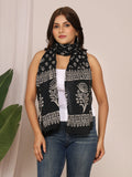 Black & White Floral Vine Handblock Discharge Print Pure Cotton Stole