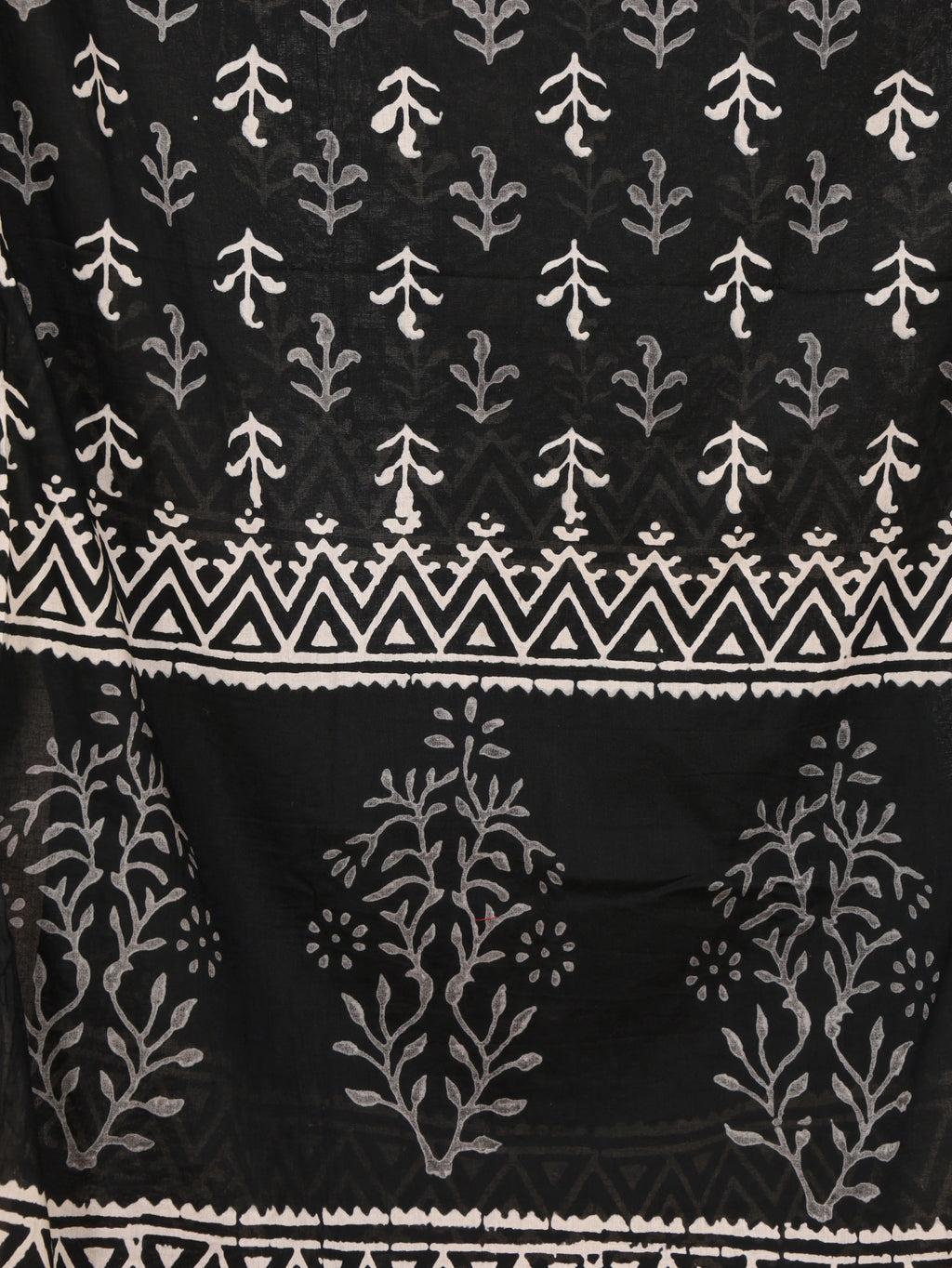 Black & White Handblock Discharge Print Pure Cotton Stole with Floral Boota Design